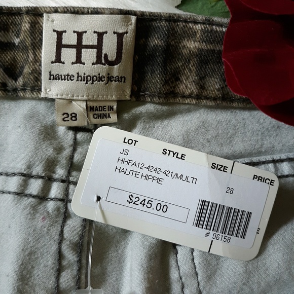 NWT Haute Hippie Gray/Green Plaid Snakeprint Jeans - Picture 3 of 4